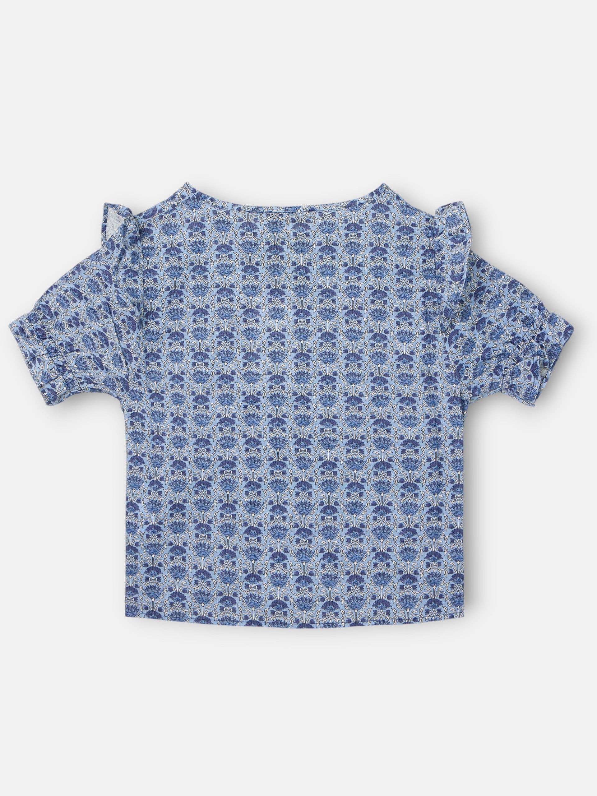 Blusa girl manga corta estampado azul