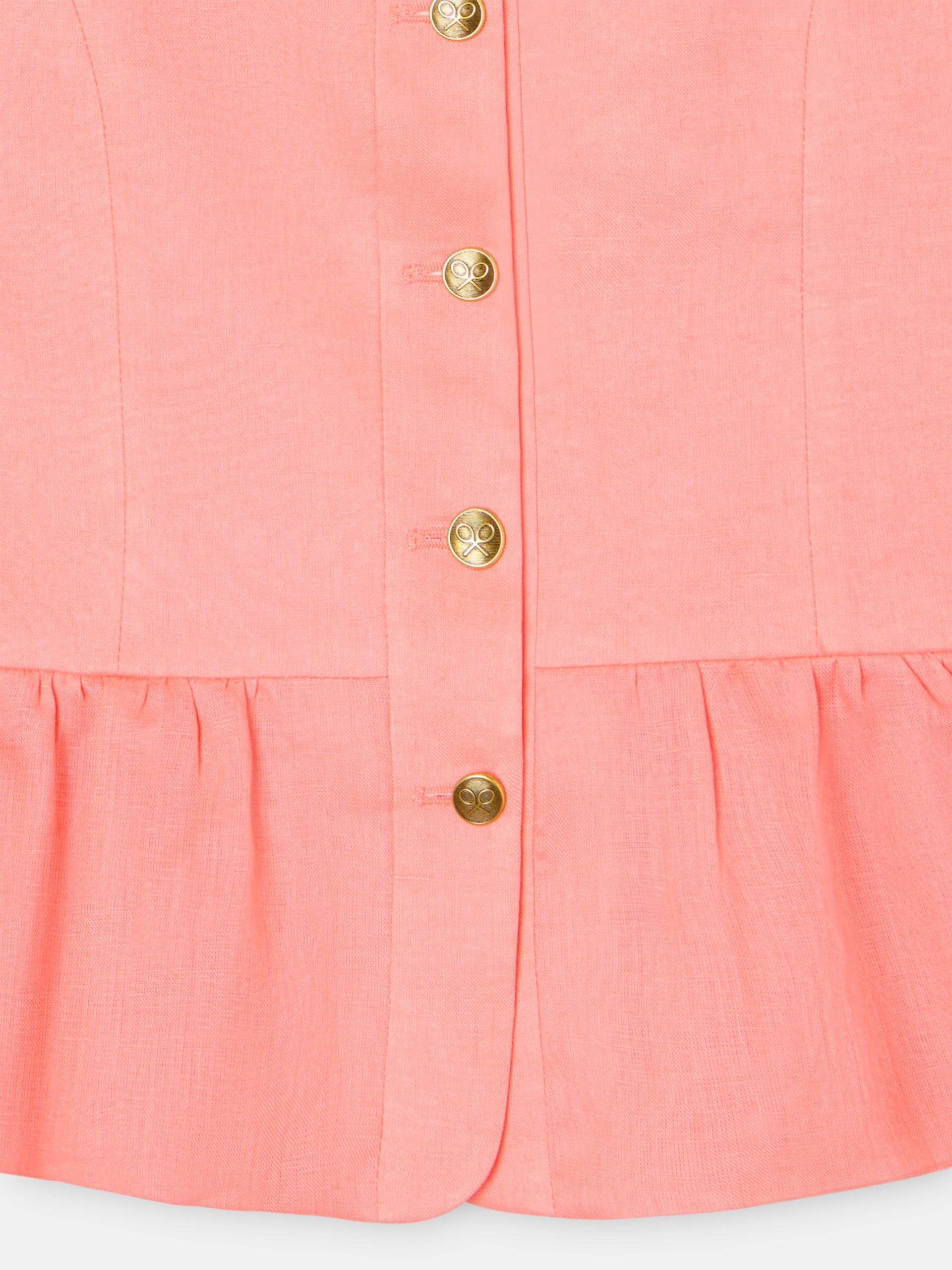 Top girl linen buttons coral