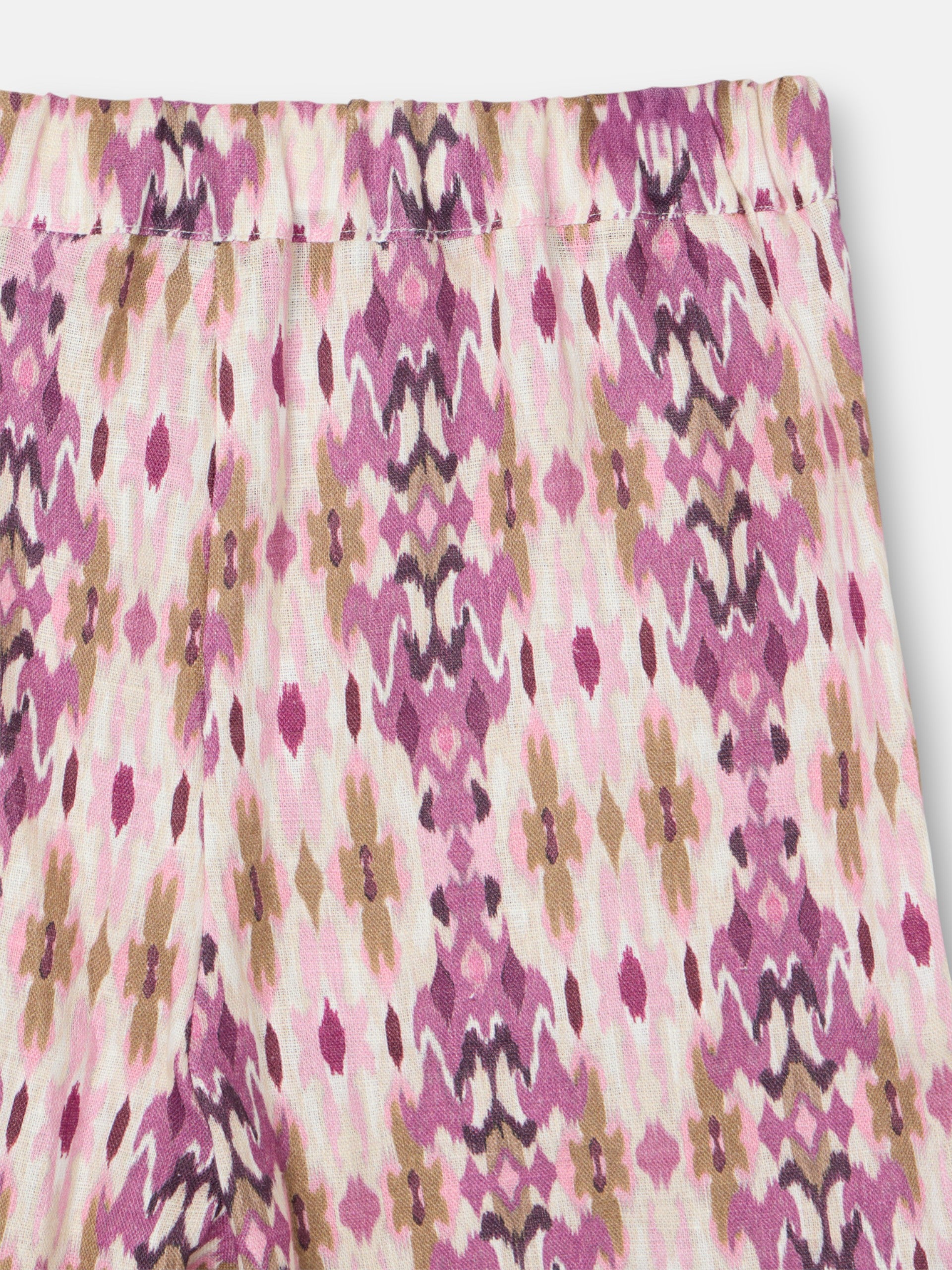Pantalon girl lino estampado ikat rosas