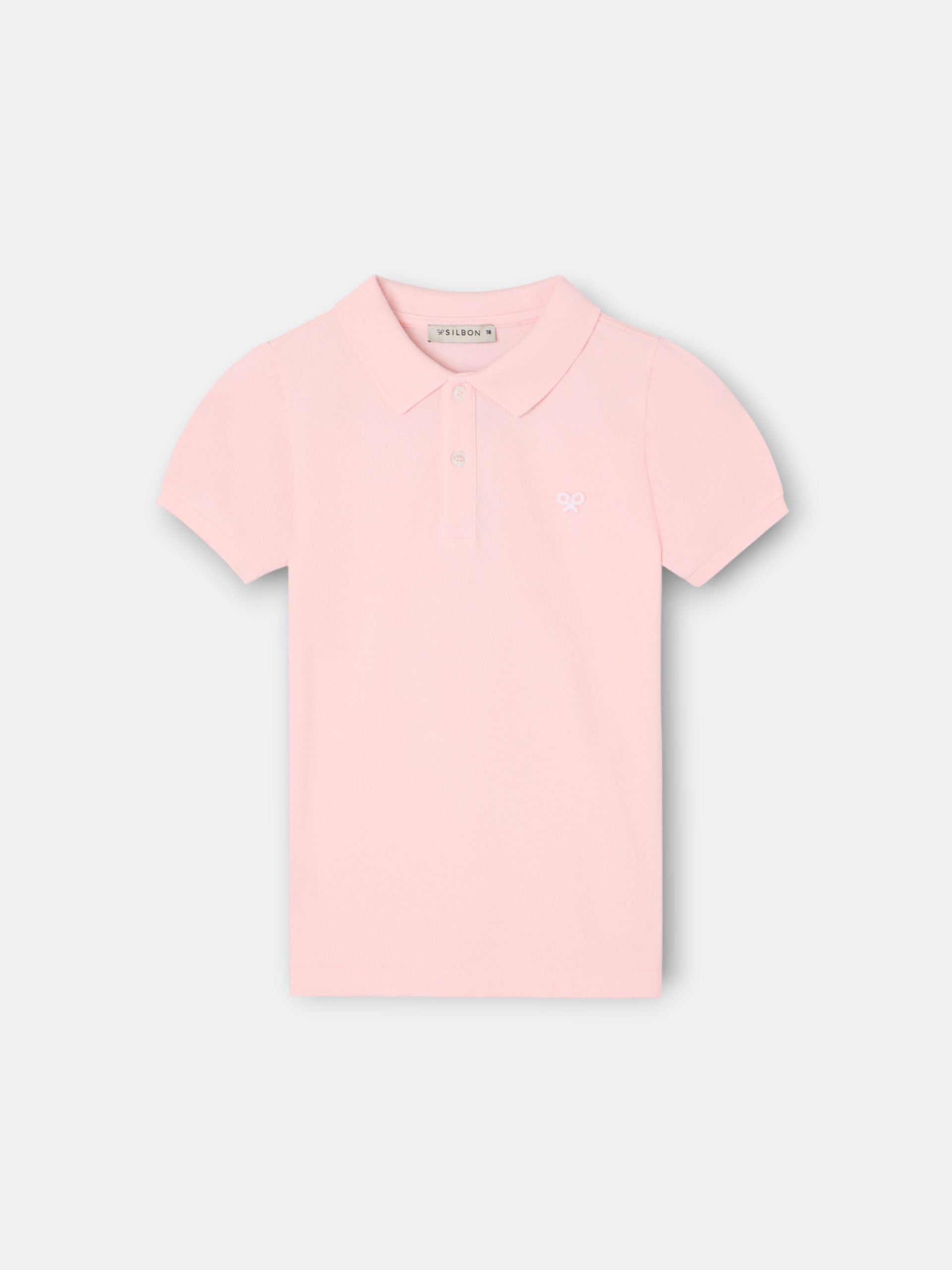Polo de menina com manga bufante rosa claro