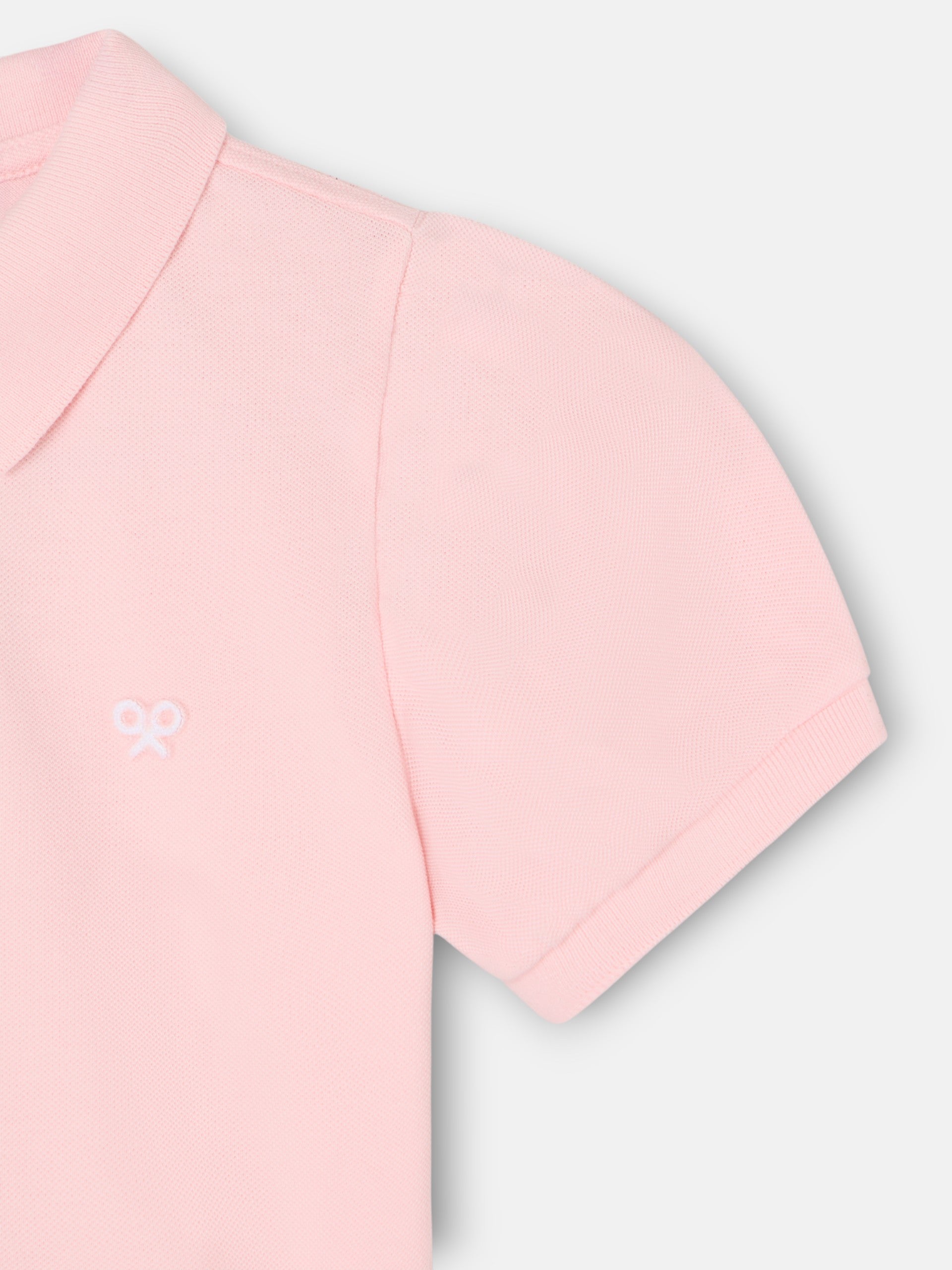 Polo de menina com manga bufante rosa claro