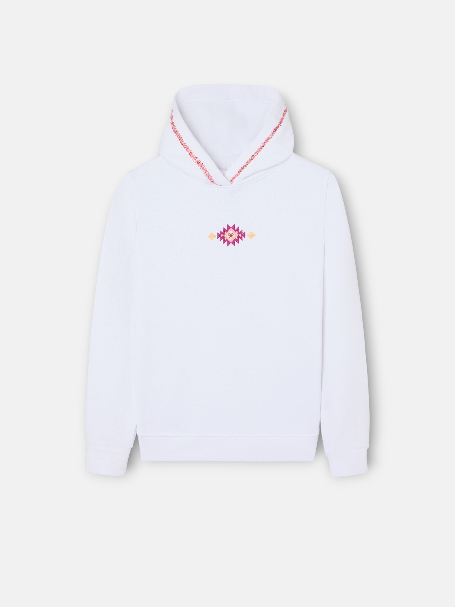 Sudadera girl capucha raqueta etnica blanca