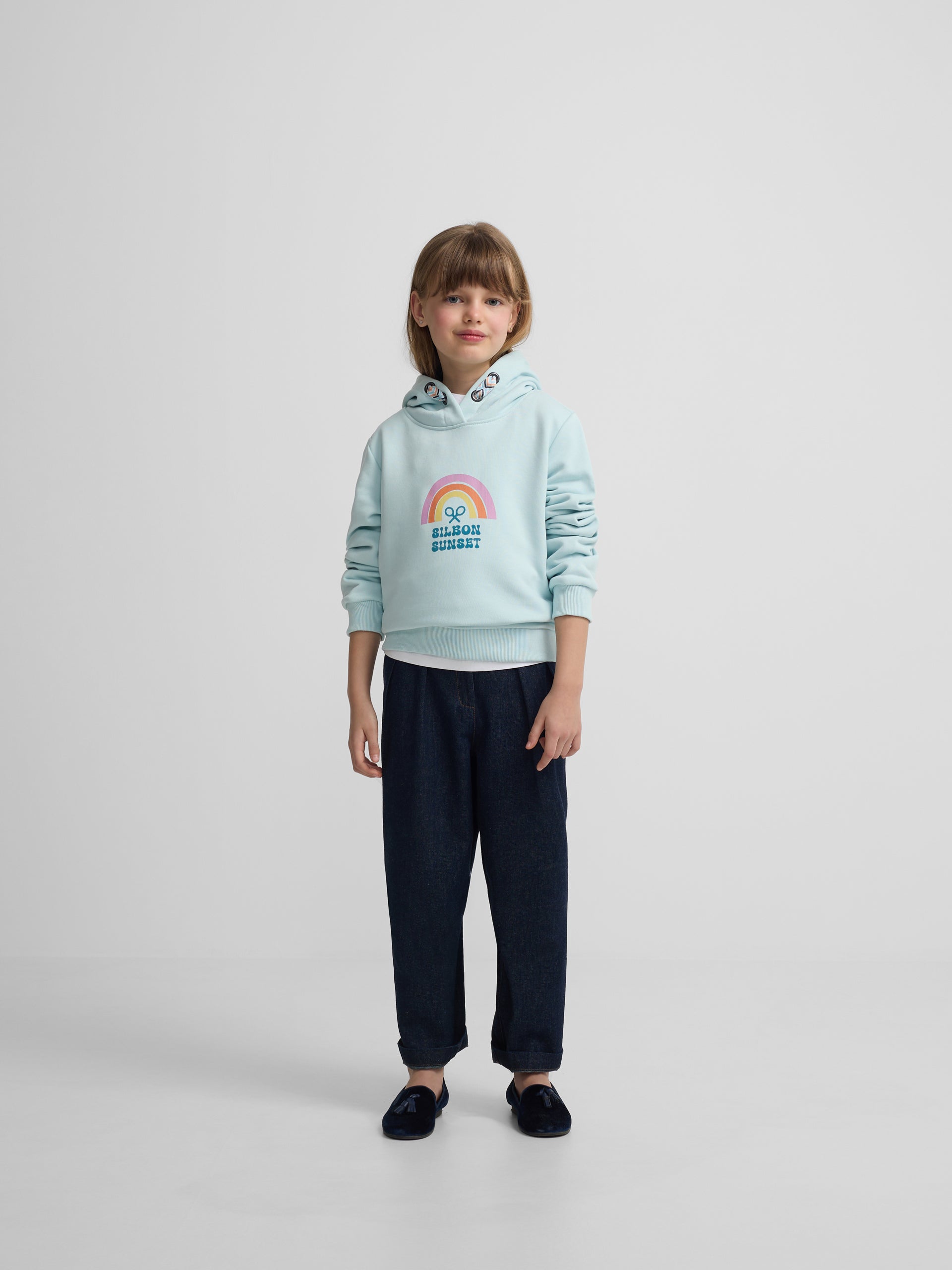 Sudadera girl capucha silbon sunset celeste