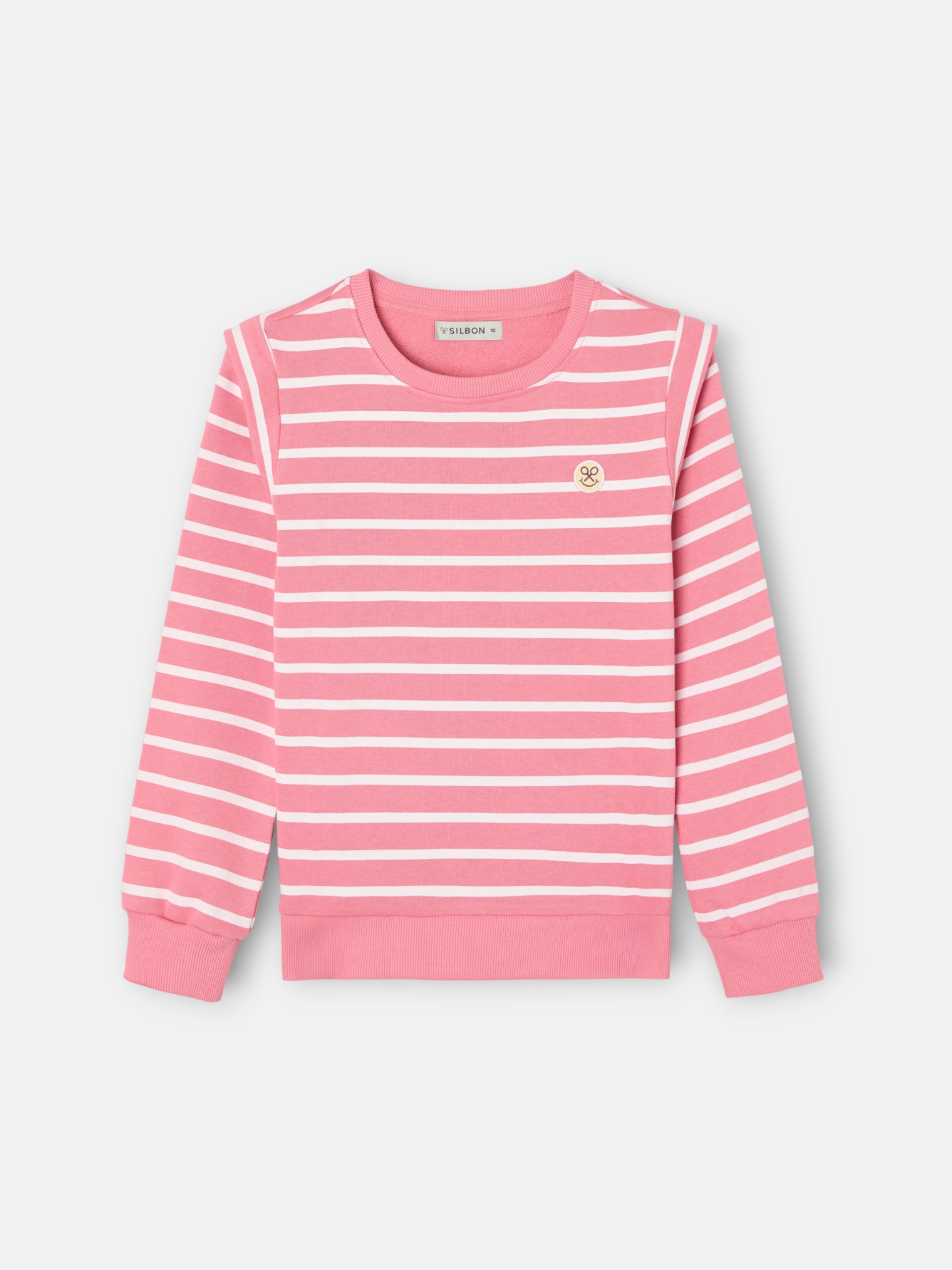 Sweat-shirt fille à épaulettes rayé rose