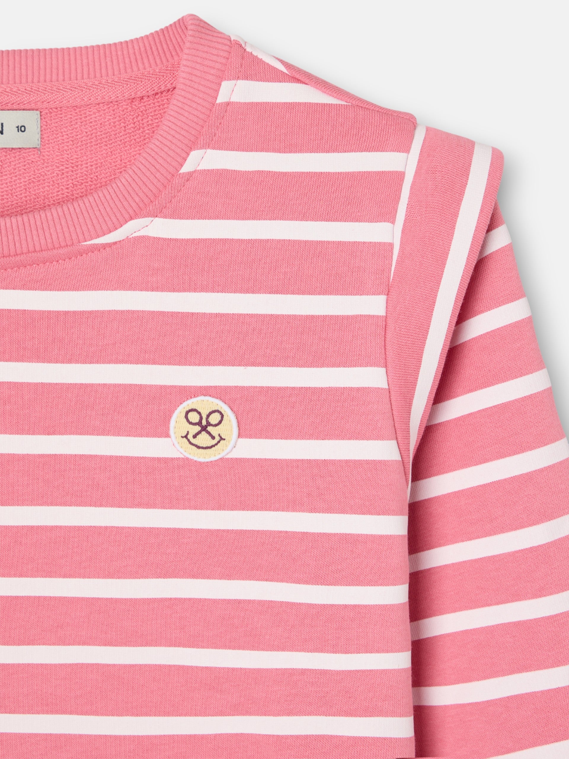 Sweat-shirt fille à épaulettes rayé rose