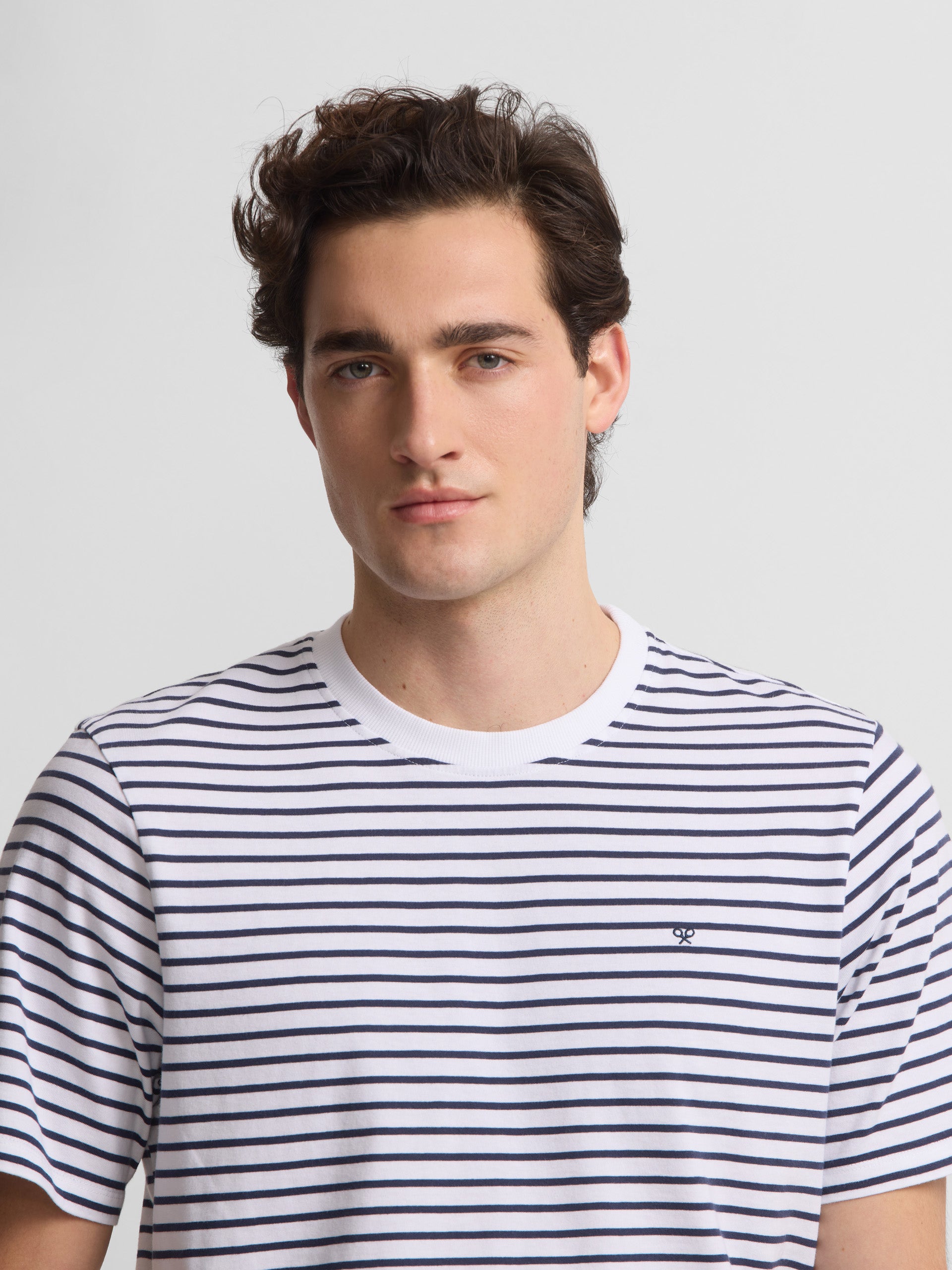 White fine striped cruise t-shirt
