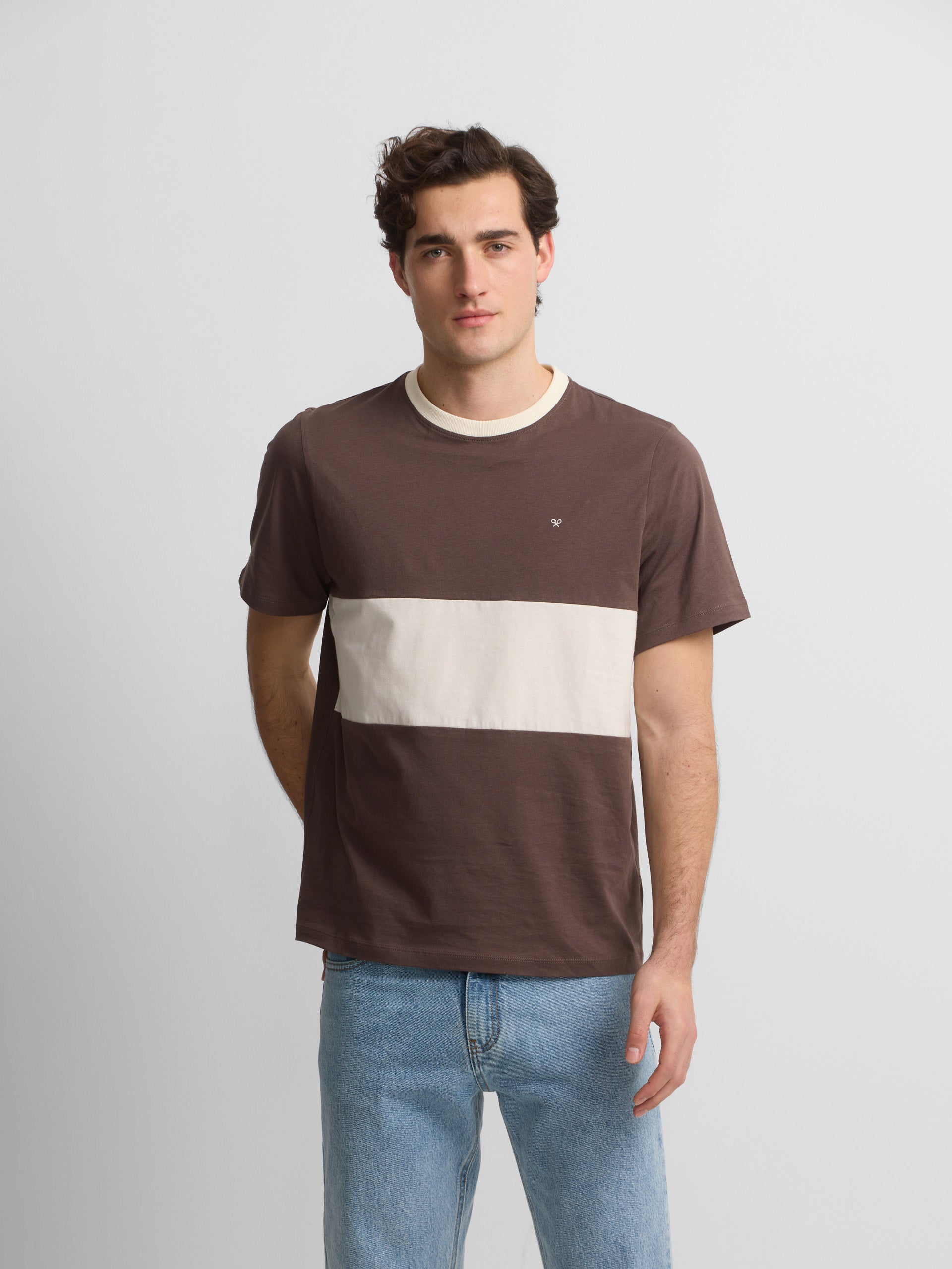 Camiseta raya horizontal cruise marron