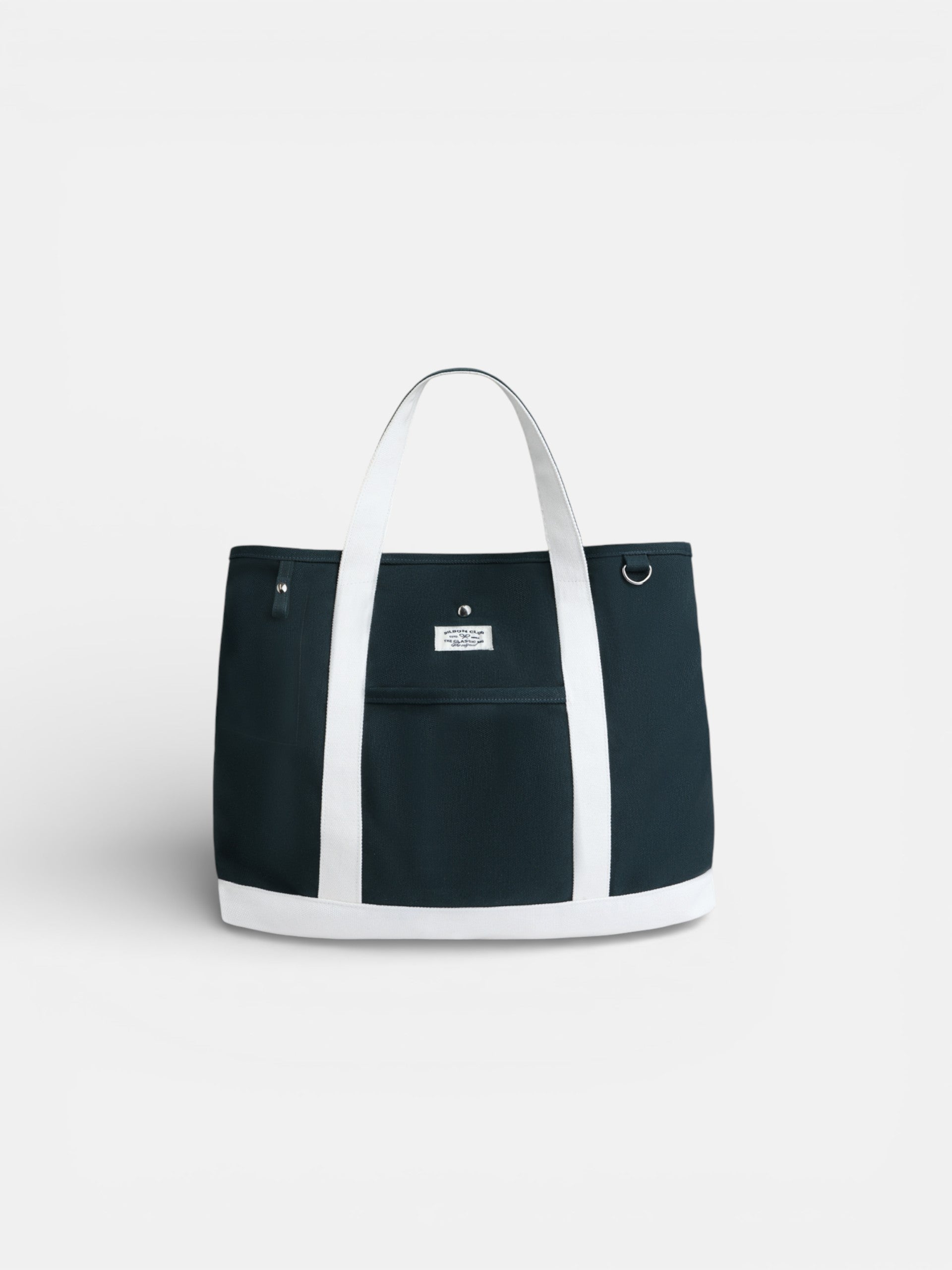 Classic bicolor navy blue tote bag