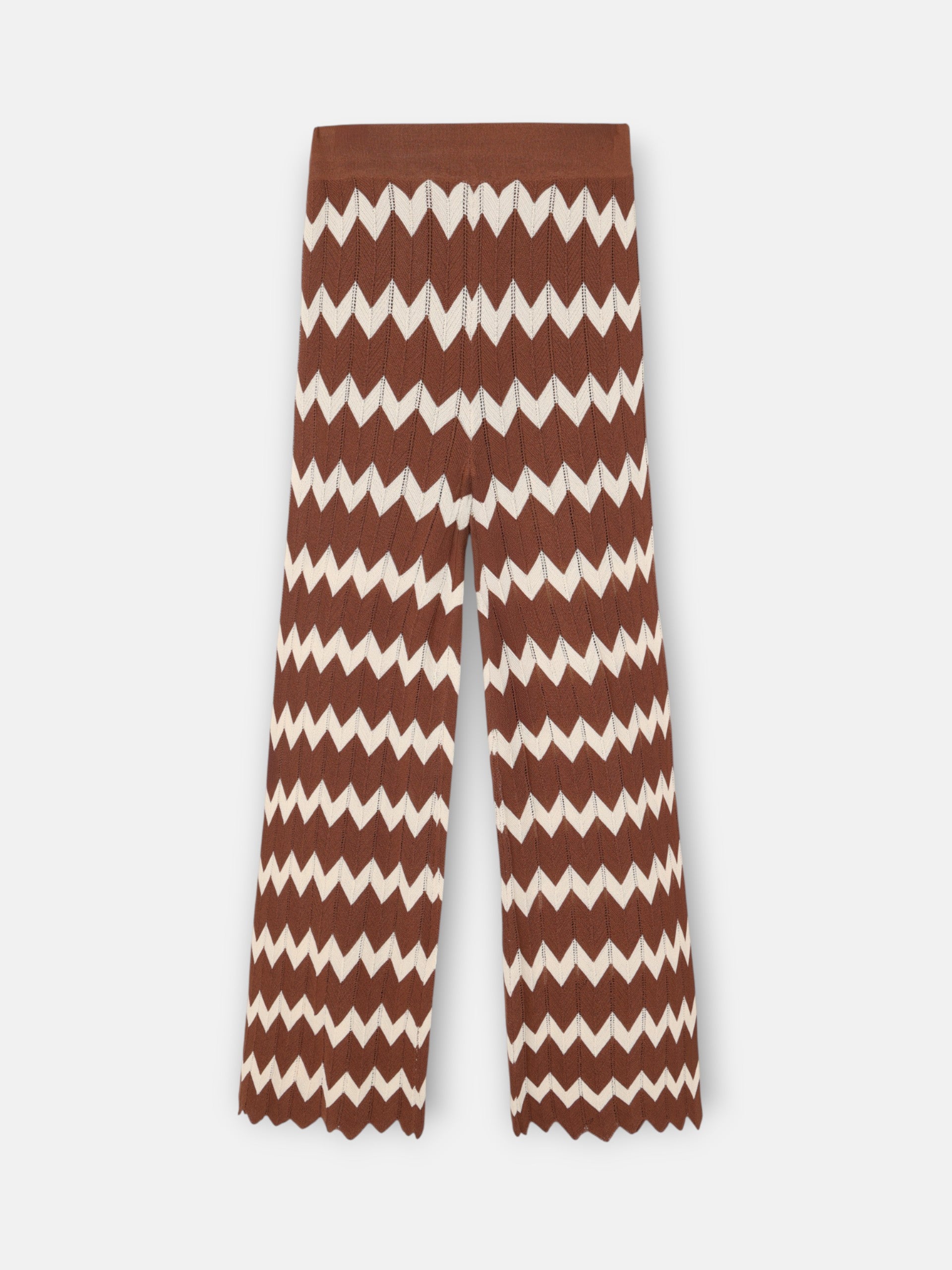 Pantalon en maille à chevrons marron