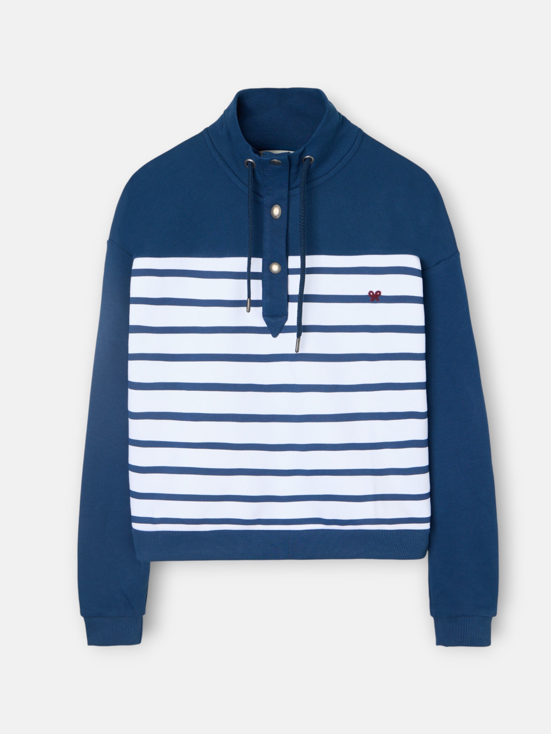 Sudadera woman cuello botones rayas azules