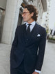 Americana traje herringbone azul marino