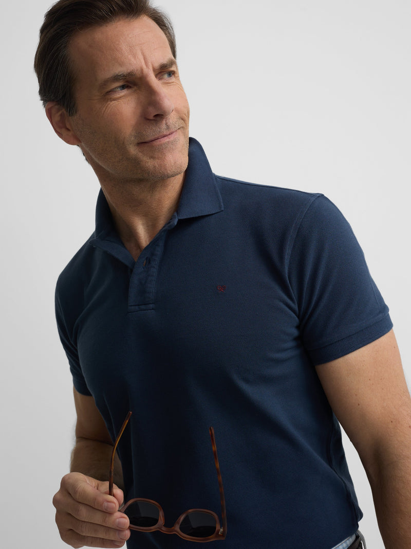 Polo classique uni bleu marine