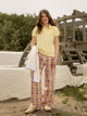 Pantalon girl lino estampado ikat rosas