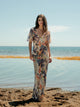 Long dress with purple and orange floral print