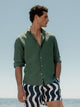 Chemise sport en lin vert foncé