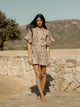 Orange paisley print linen Bermuda shorts