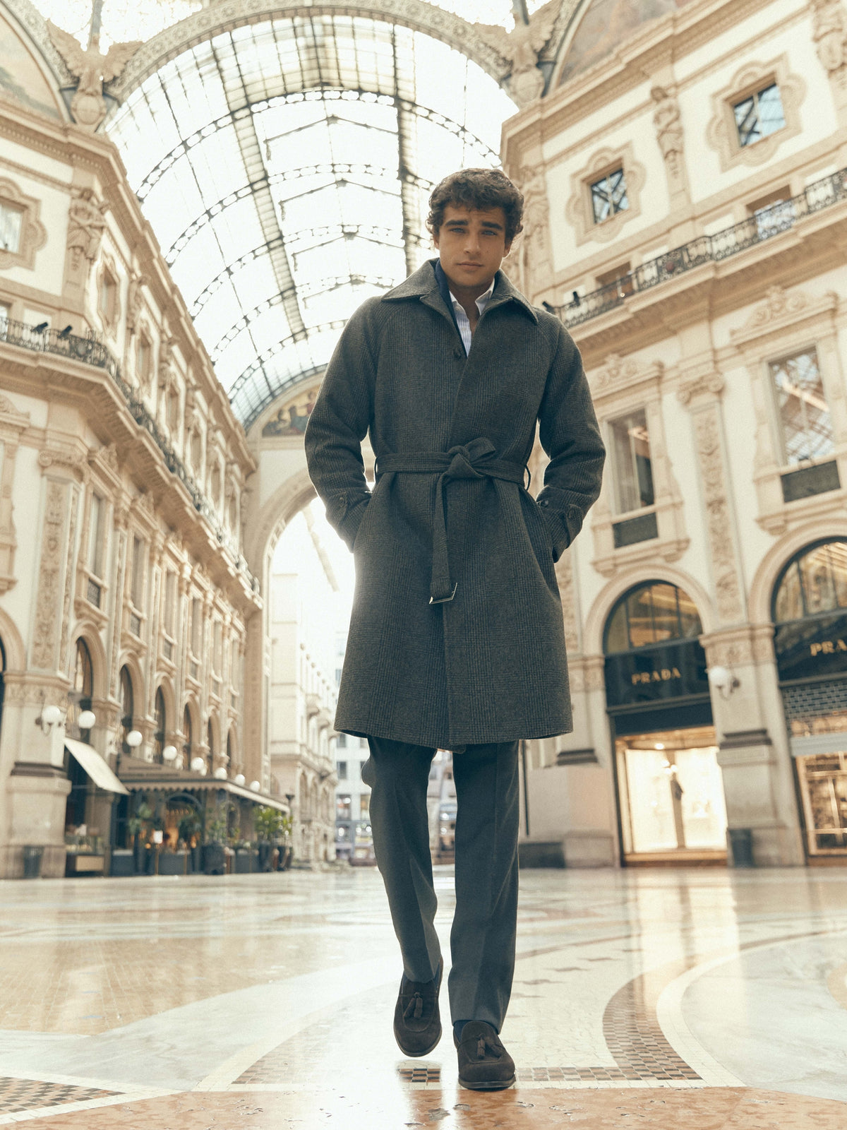Manteau unique prince de Galles marron