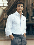 Camisa vestir unique cuello blanco rayas celeste