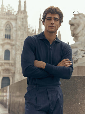 Jersey cuello polo unique azul marino