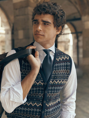 Chaleco punto unique jacquard azul marino