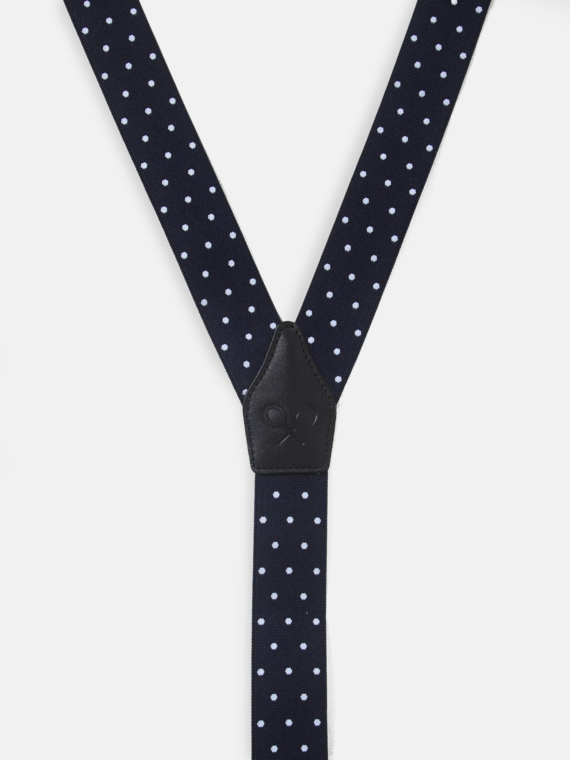 Silbon navy polka dot suspenders