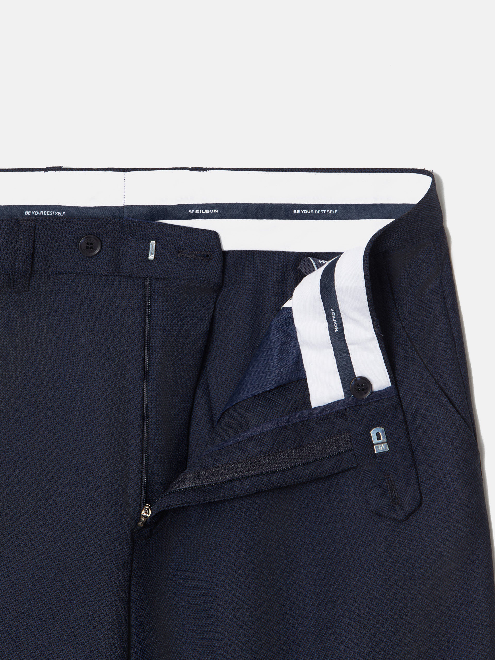 Pantalon costume œil de perdrix bleu marine
