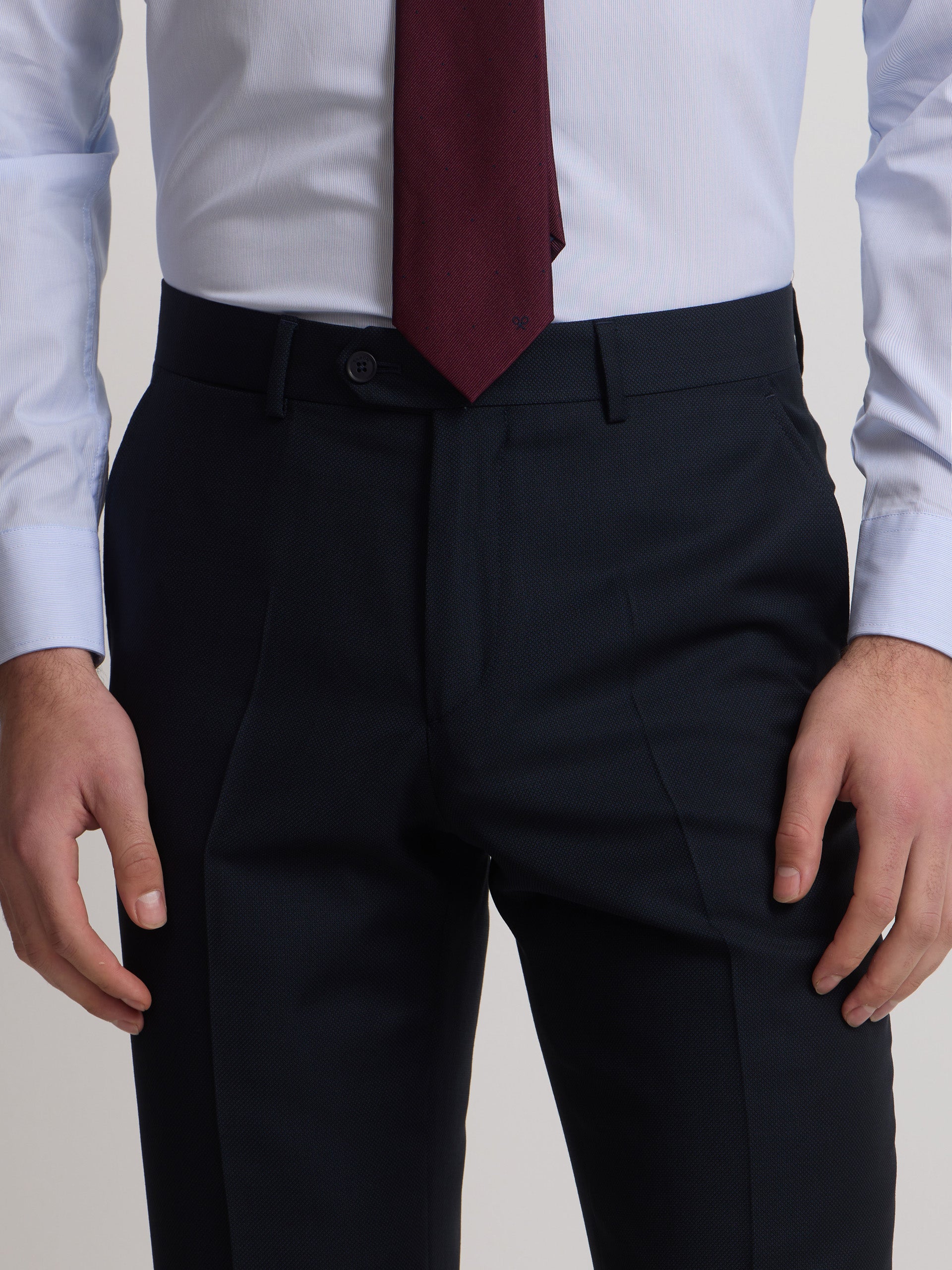 Pantalon costume œil de perdrix bleu marine