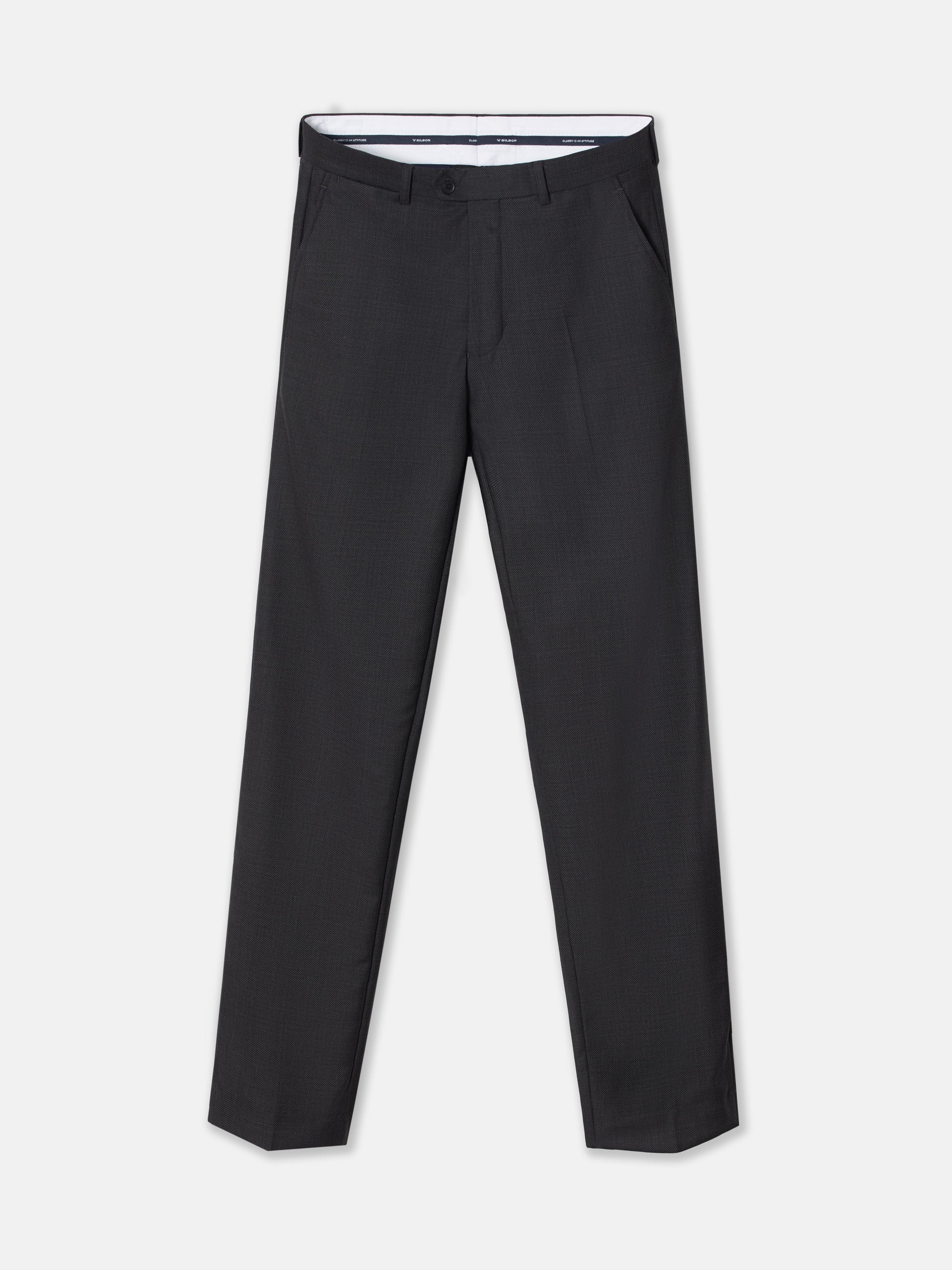 Grey birdseye suit trousers
