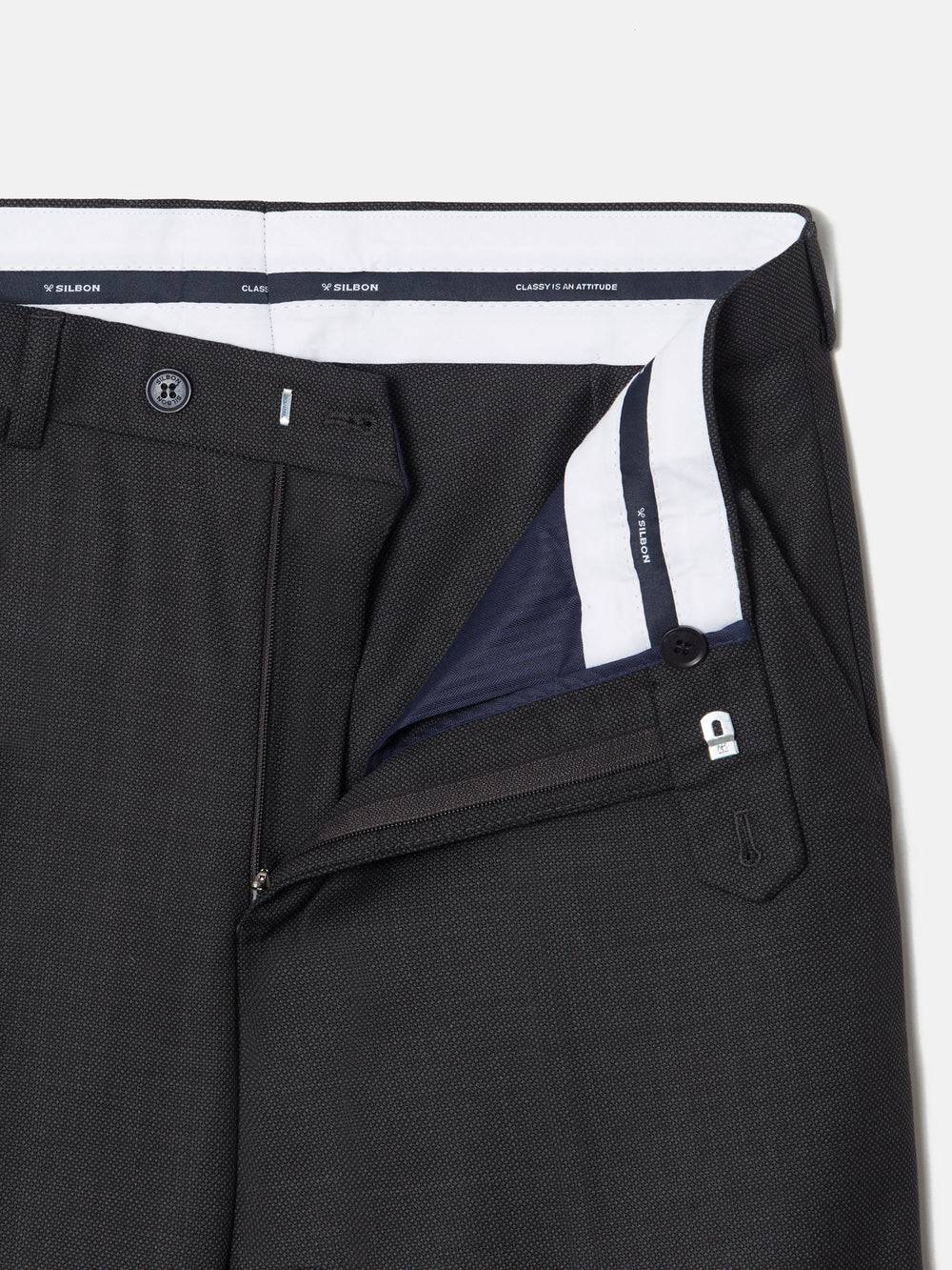 Grey birdseye suit trousers