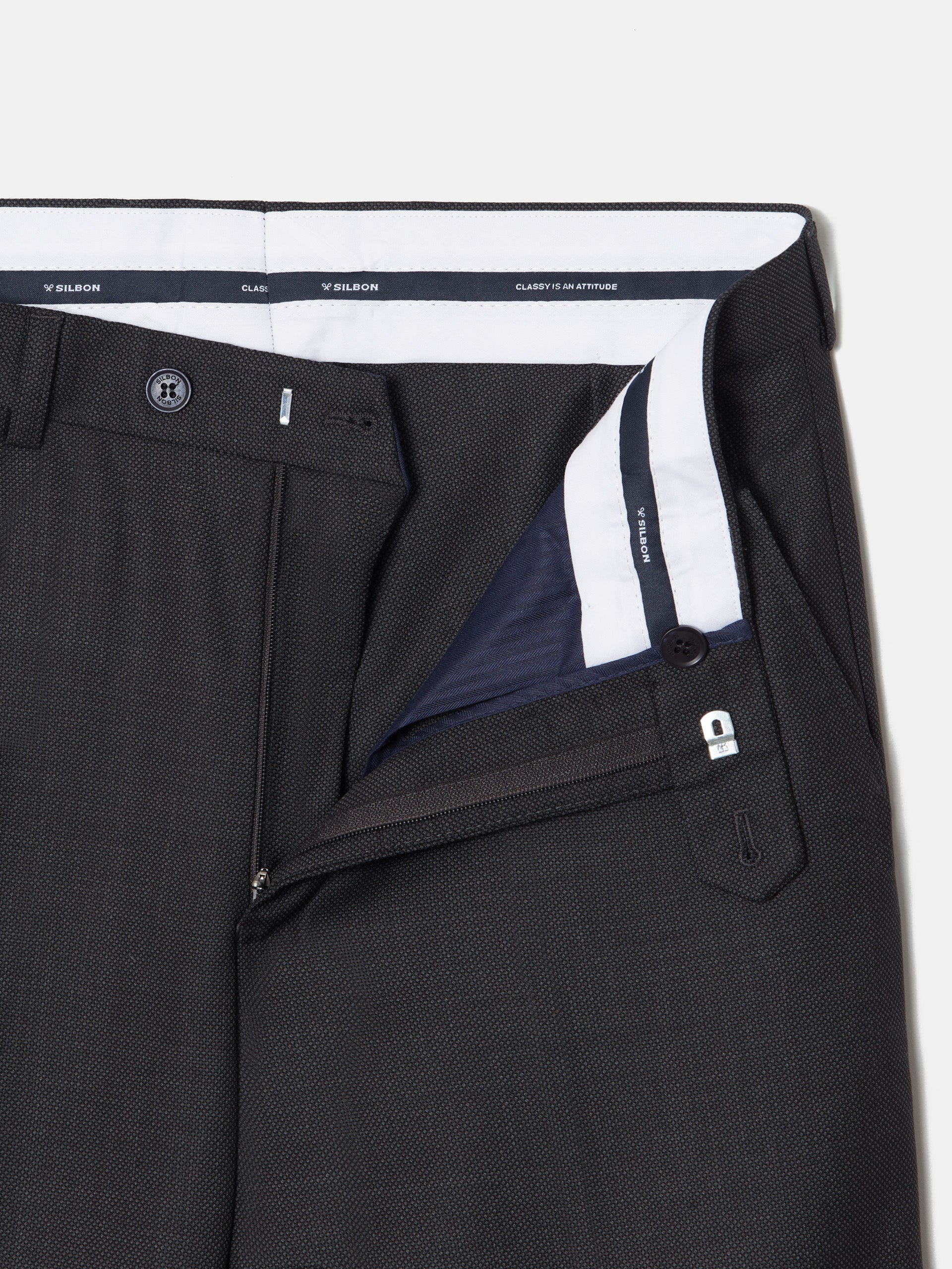 Grey birdseye suit trousers