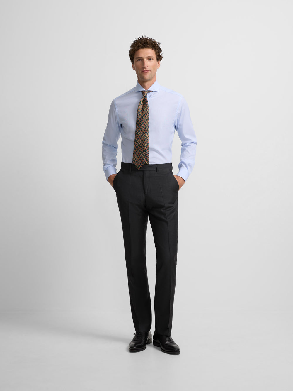 Grey birdseye suit trousers