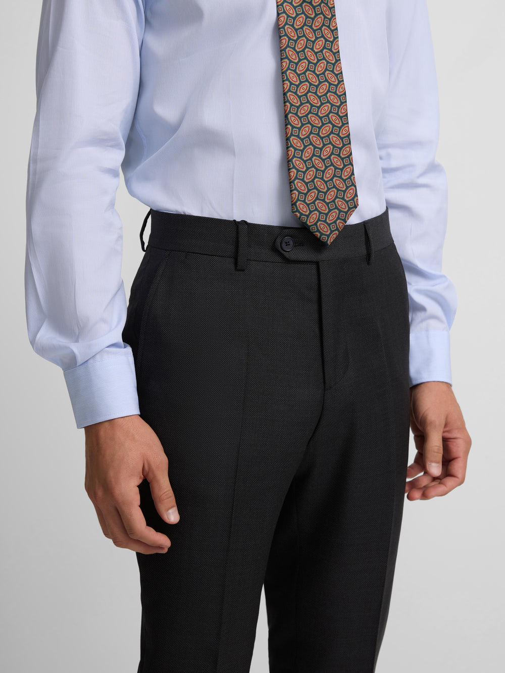 Grey birdseye suit trousers