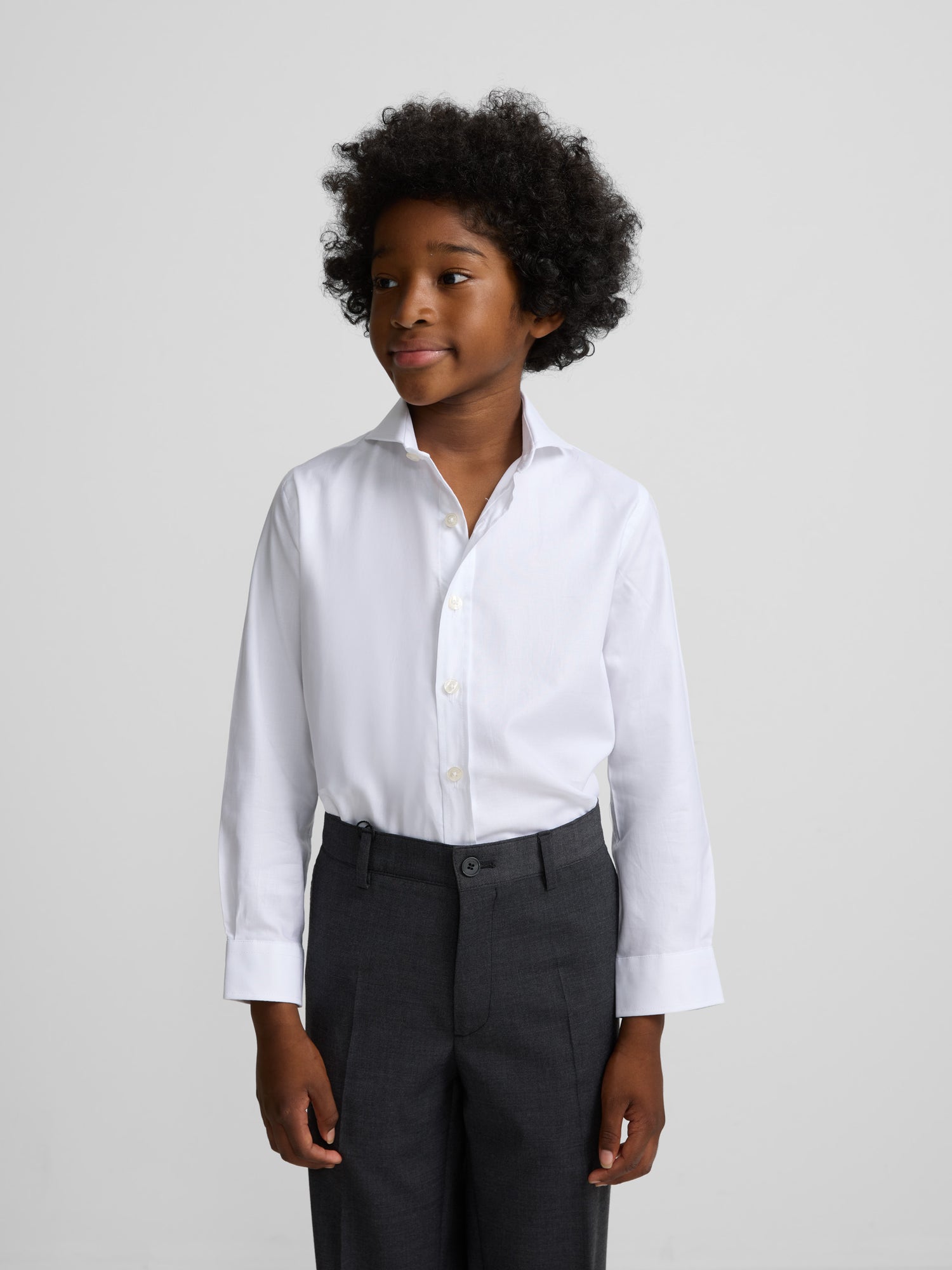Camisa vestir kids puño simple blanca