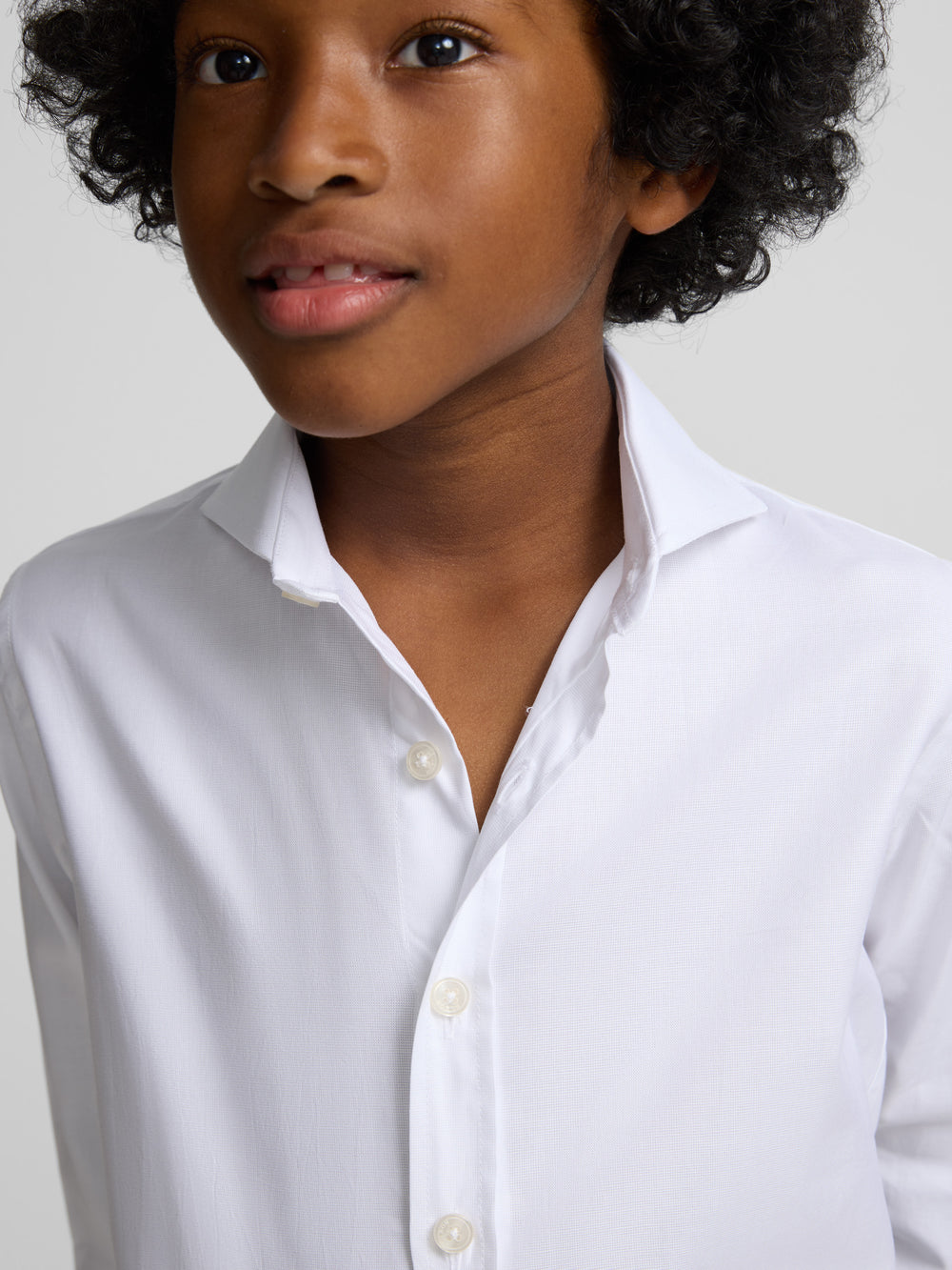 Kids' white dress shirt with simple cuff