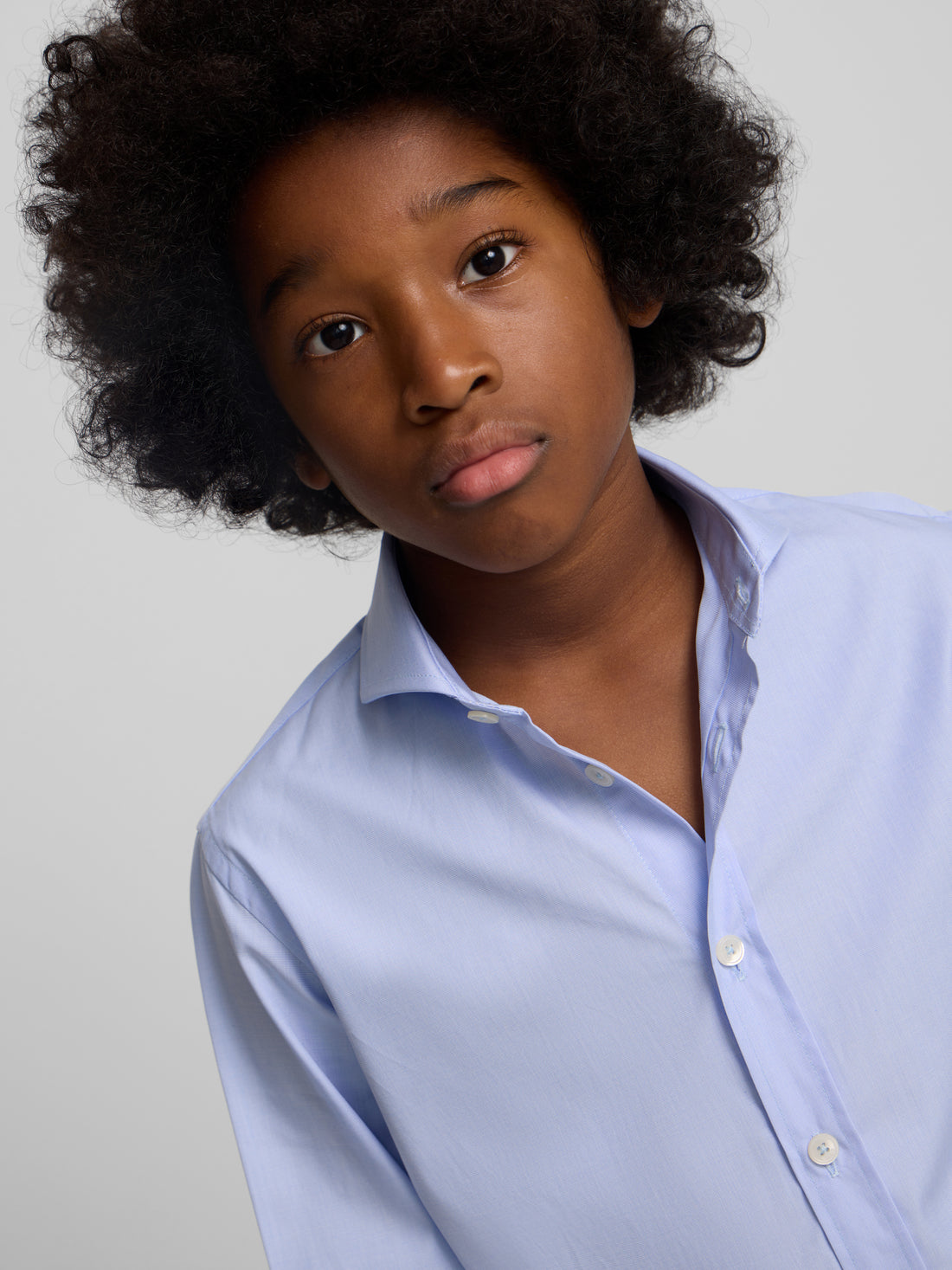 Kids dress shirt with simple cuff in light blue
