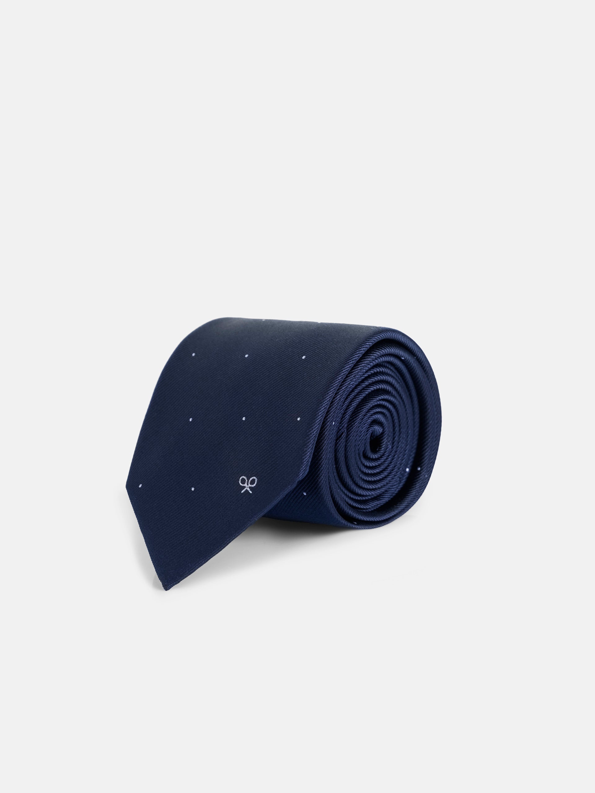 Cravate micro-point bleu marine blanc