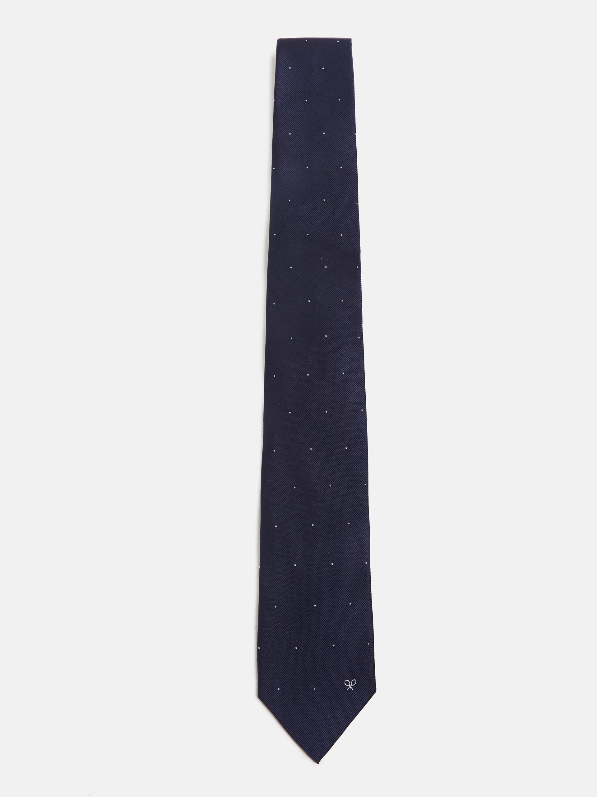 Cravate micro-point bleu marine blanc