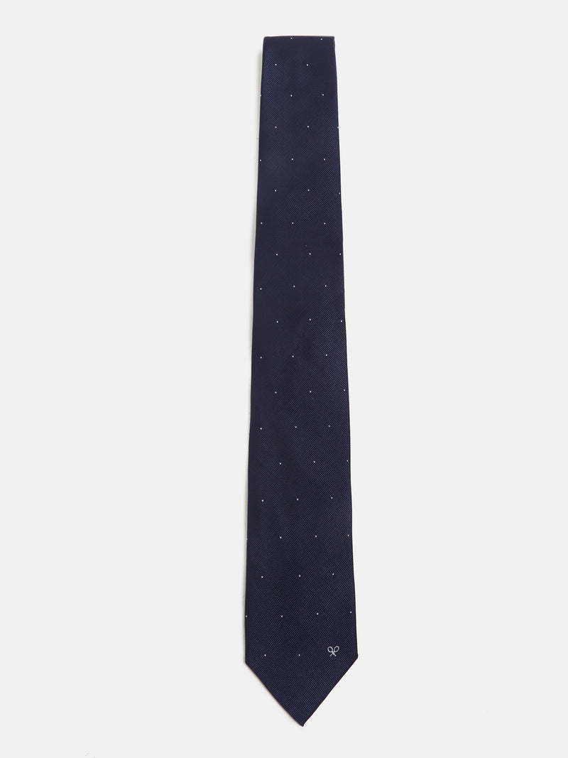 Cravate micro-point bleu marine blanc