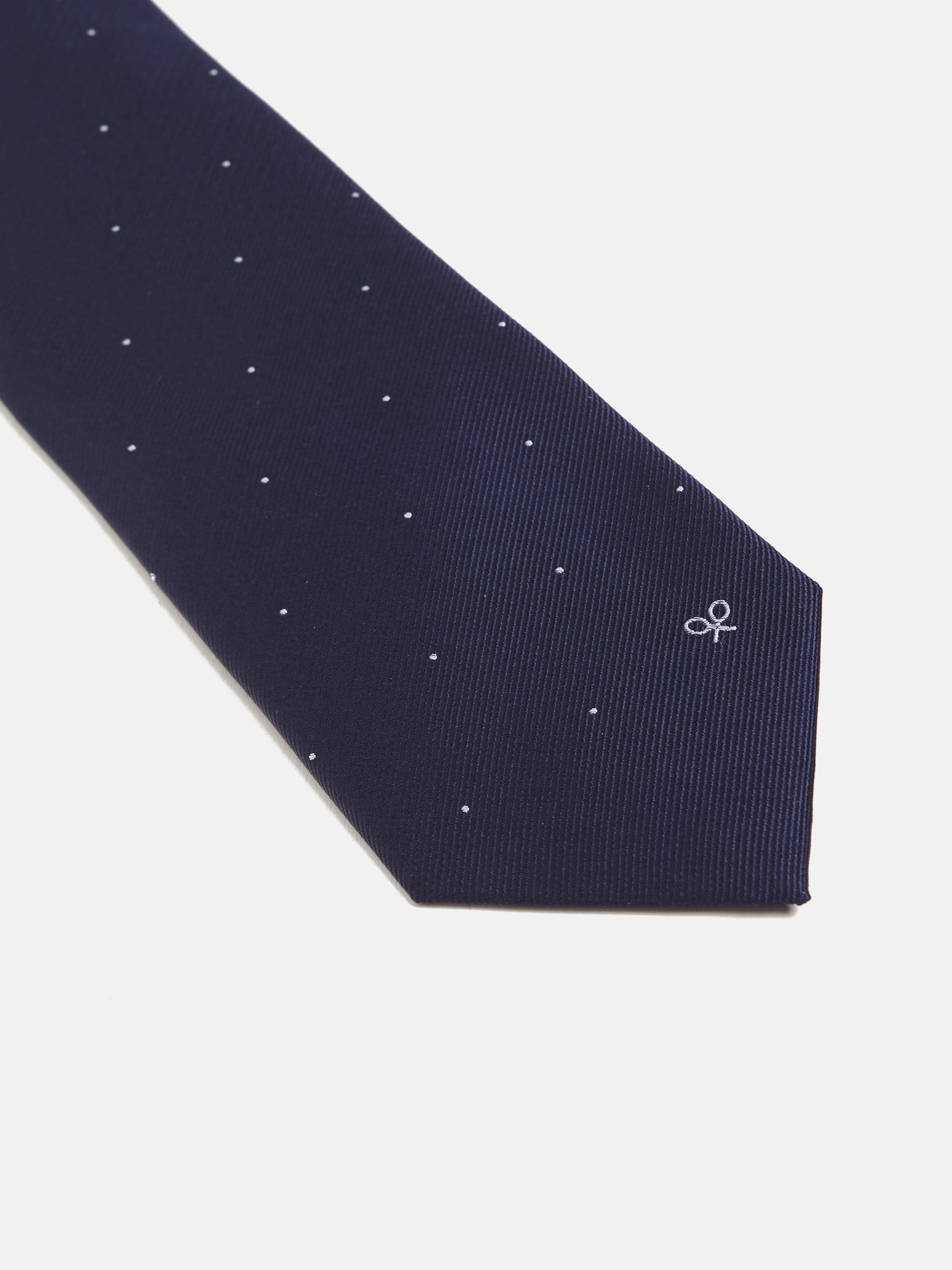 Cravate micro-point bleu marine blanc