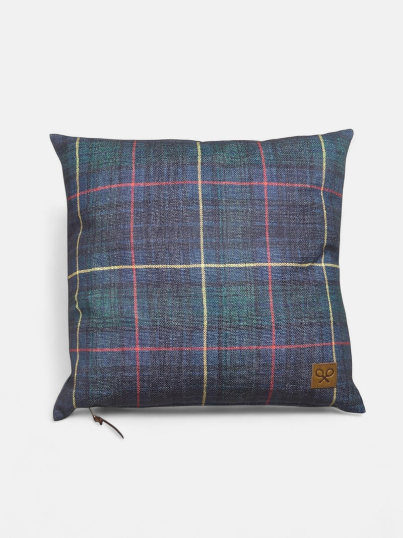 Coussin à carreaux tartan vert