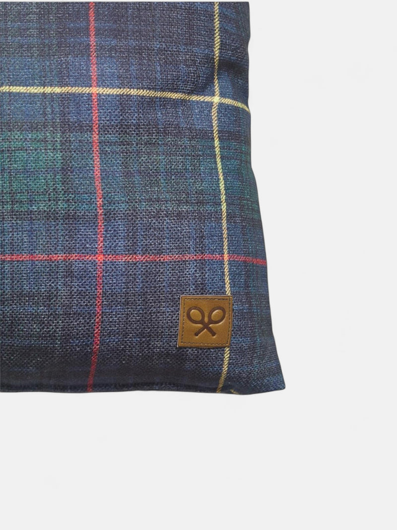 Coussin à carreaux tartan vert