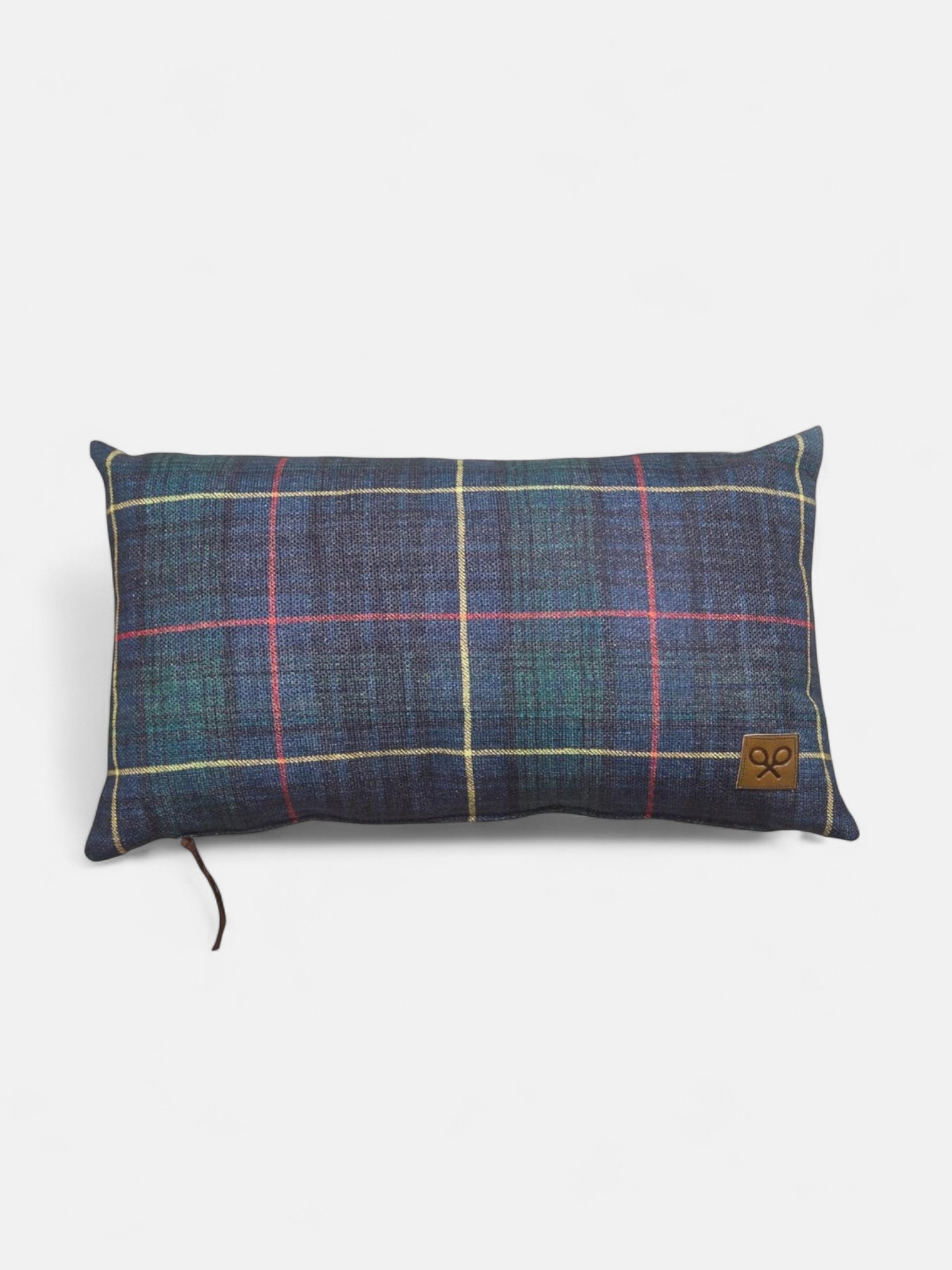 Almofada retangular xadrez tartan verde
