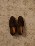 Zapato clasico borlas ante marron oscuro