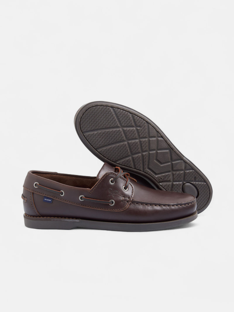 Zapato nautico piel fino marron oscuro