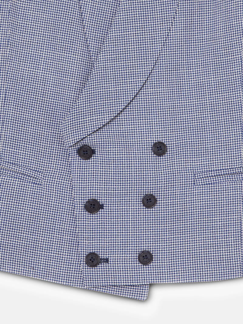 Blue houndstooth round neck jacket vest