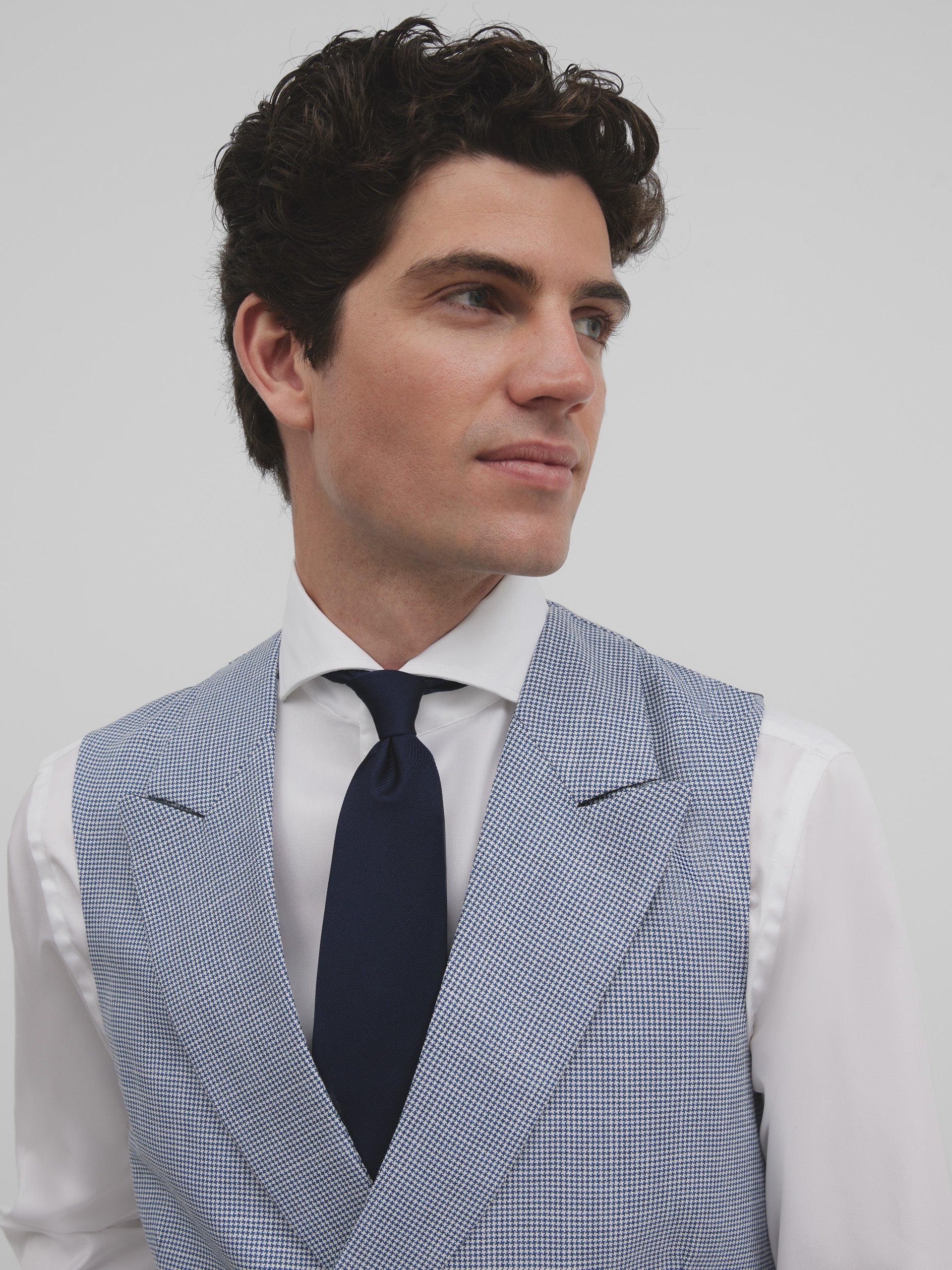 Classic blue houndstooth dress vest