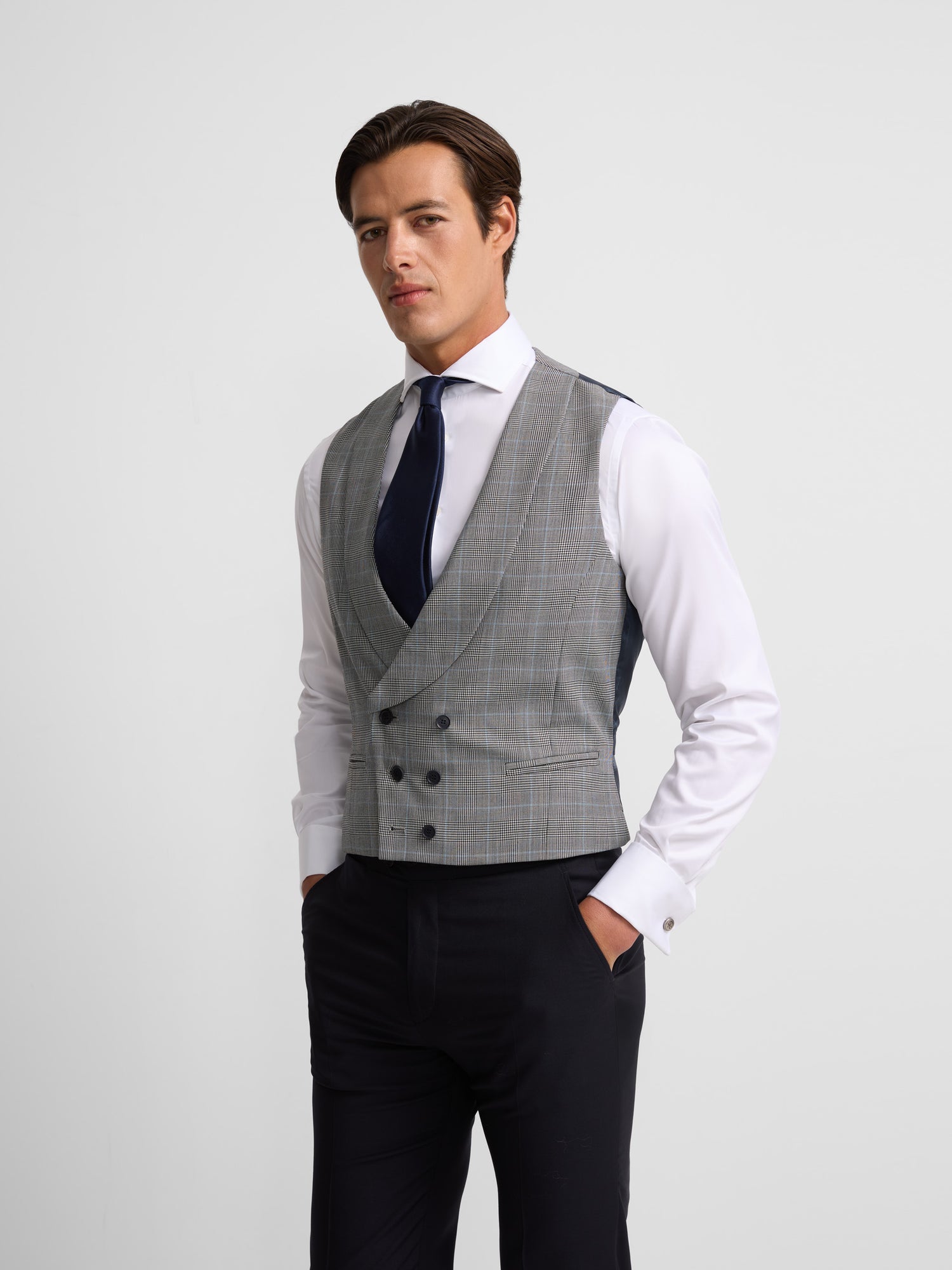 Gilet chaque Silbon prince de Galles gris