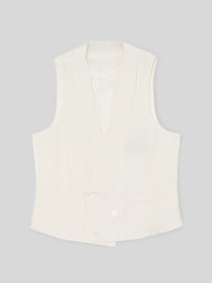 Gilet chaque col rond blanc cassé
