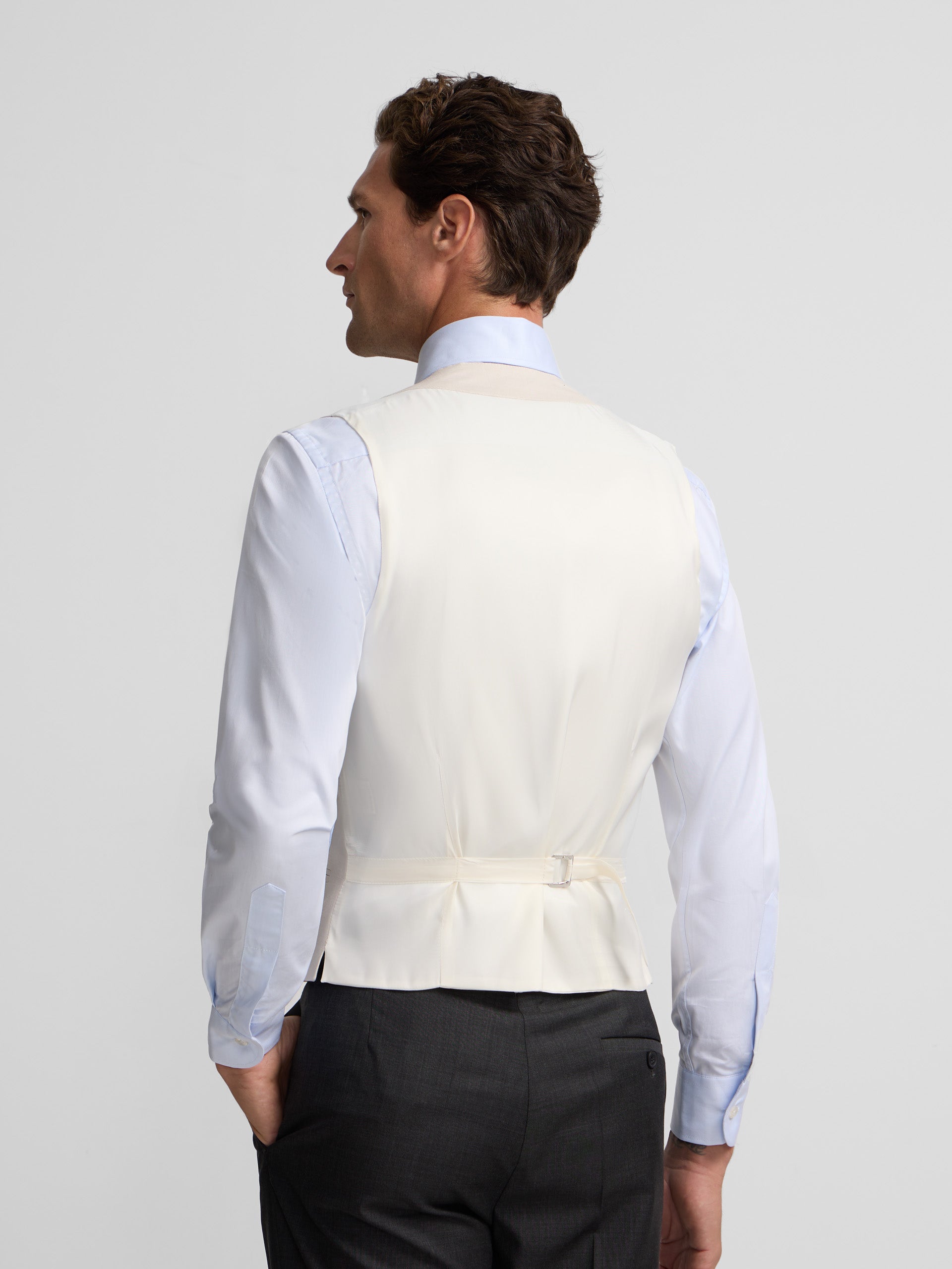 Gilet chaque col rond gris perle