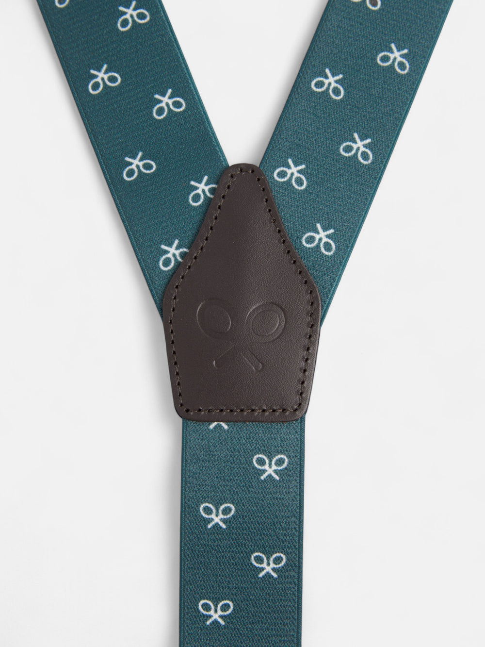 Green Silbon suspenders with white racket